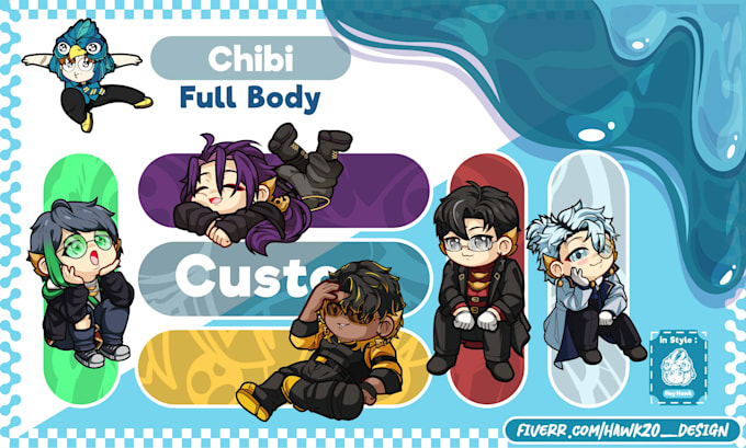create custom cute chibi emotes full body