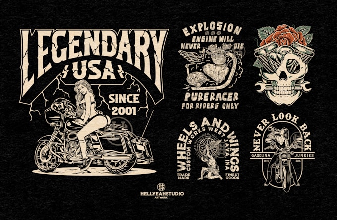 draw  custom art illustration  motorcycle t shirt
