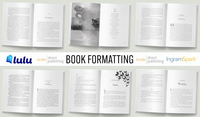 do book formatting for amazon kdp, ingramspark, lulu