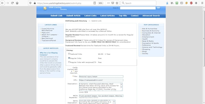 build 2500 USA directory seo backlinks
