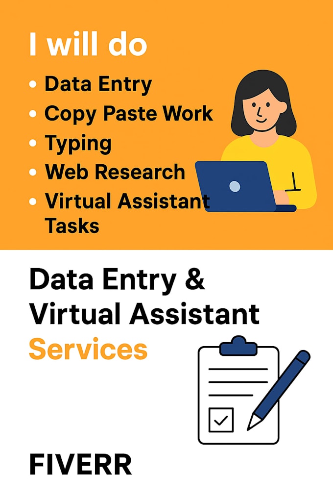 do data entry, copy paste work, typing, web research, and virtual assistant