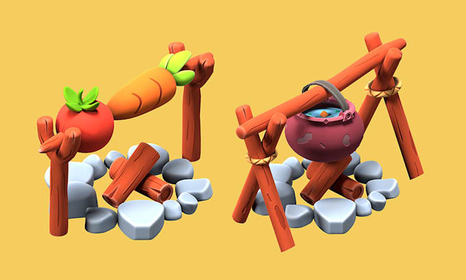 create stylized low poly game assets, and 3d asset packs