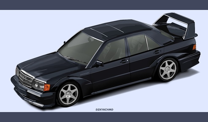 create highly detailed vector or vexel car illustration