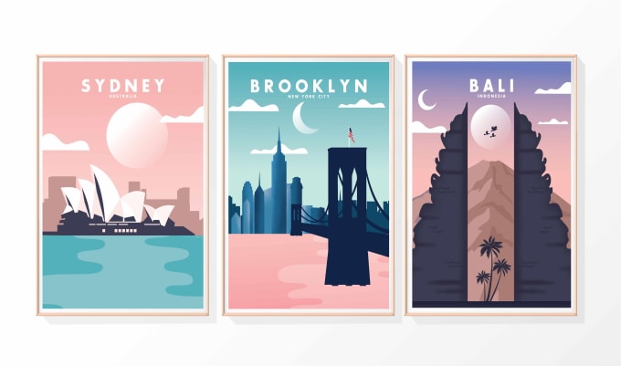 create modern vintage travel poster in a minimalist style