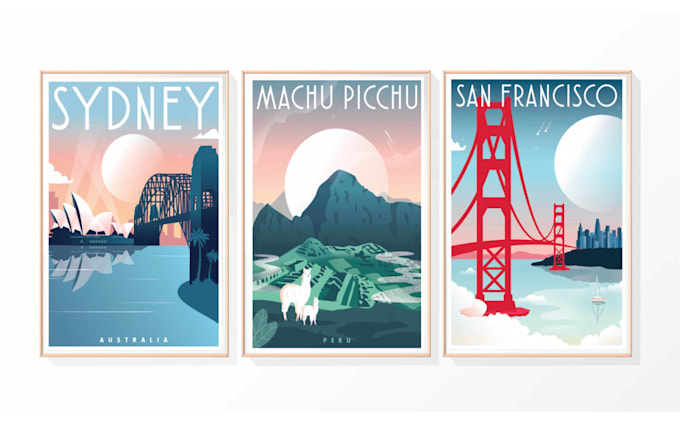 create modern vintage travel poster in a minimalist style