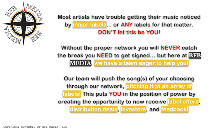 Pitch your song to major record labels by Bfbinvestments | Fiverr