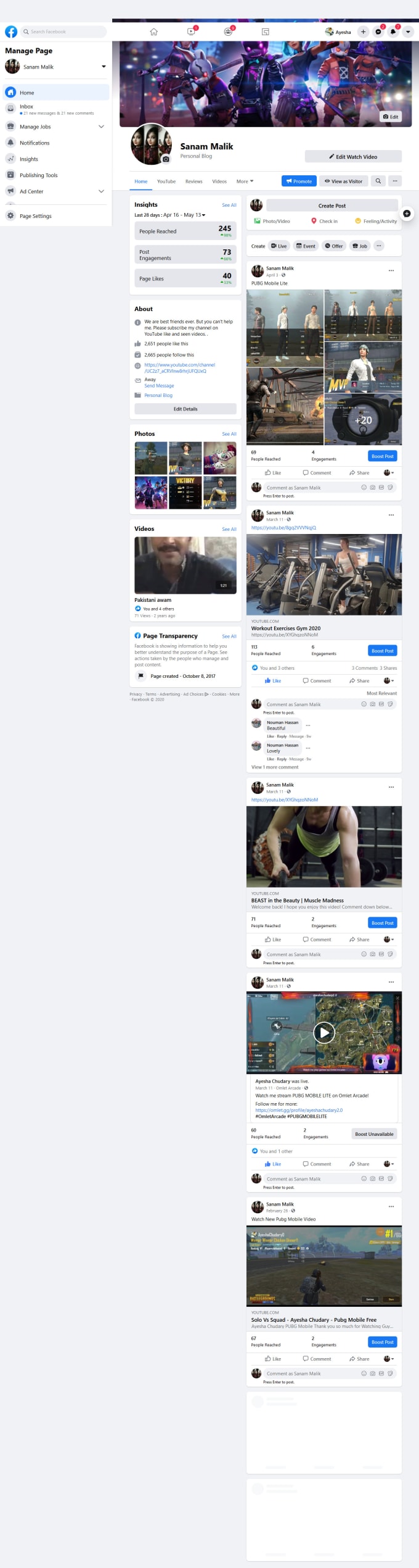 setup and impressive facebook business page