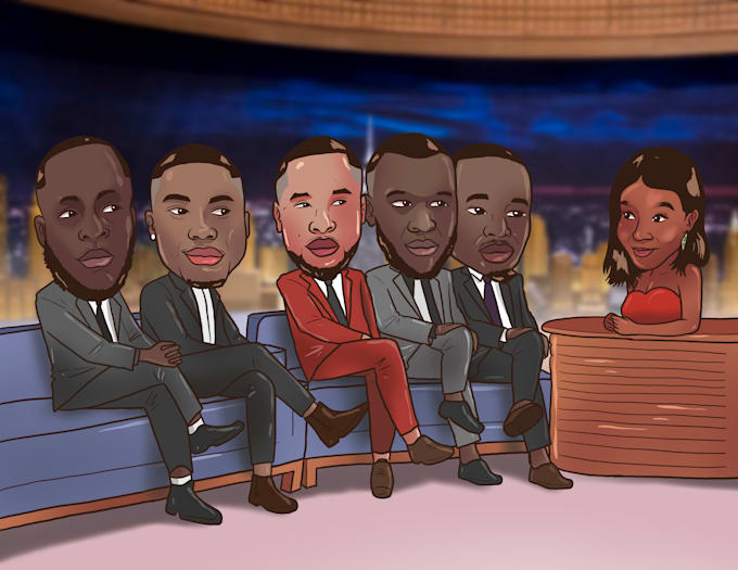 draw unique cartoon caricature single or group photo