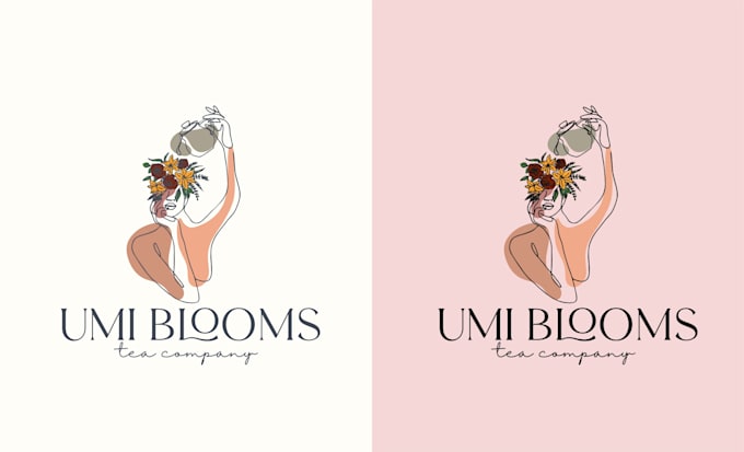 do minimalist line art botanical logo design with branding kit