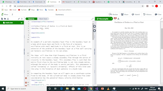 make mathematical documents or reports in overleaf latex