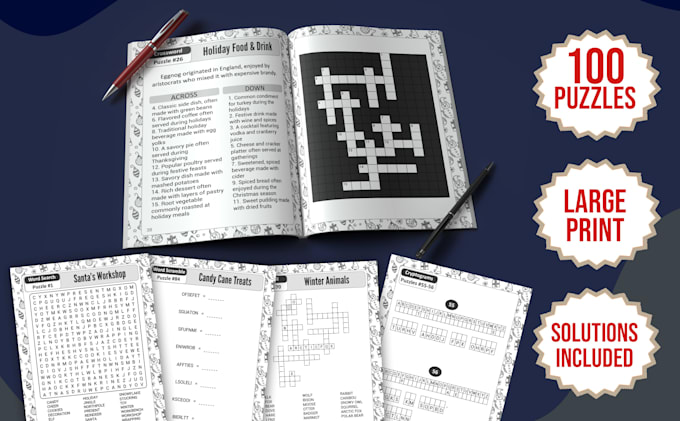 create sudoku, word search, crossword puzzle books, cover design for amazon KDP
