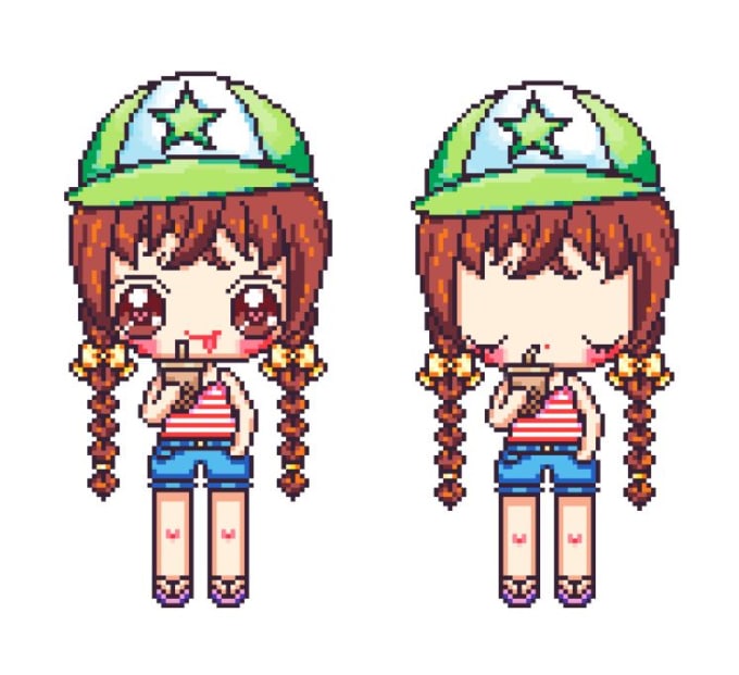 Draw cute pixel art for you in kawaii anime style by Bearysukie