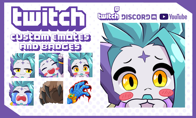 draw cute emotes, sub badges for streamer, discord, twitch