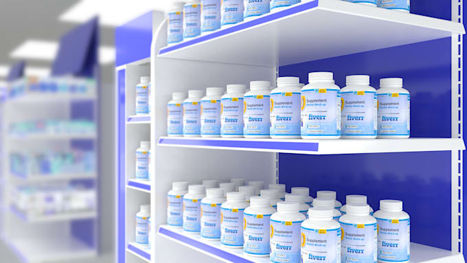 do 3d photorealistic supplement bottle design