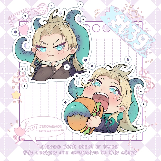 draw custom twitch, discord stickers or badges for you
