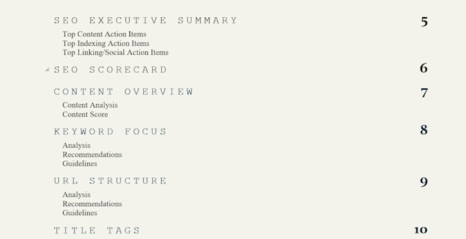 create an SEO audit report with an action plan and do on page optimization