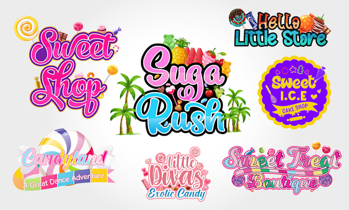 design cake, sweets, bakery, candy or food logo