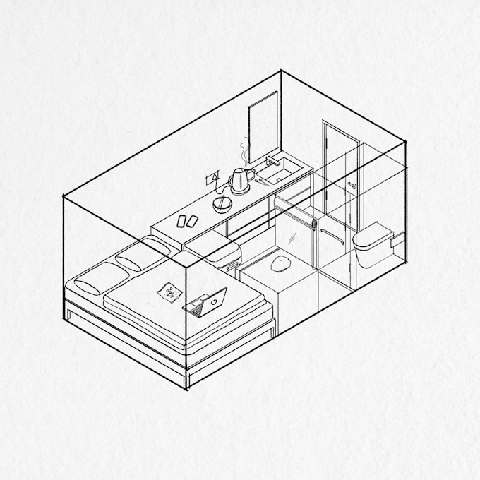 create an isometric drawing of your favourite space