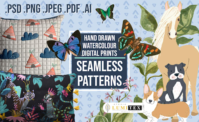 design unique and seamless hand drawn and digital patterns