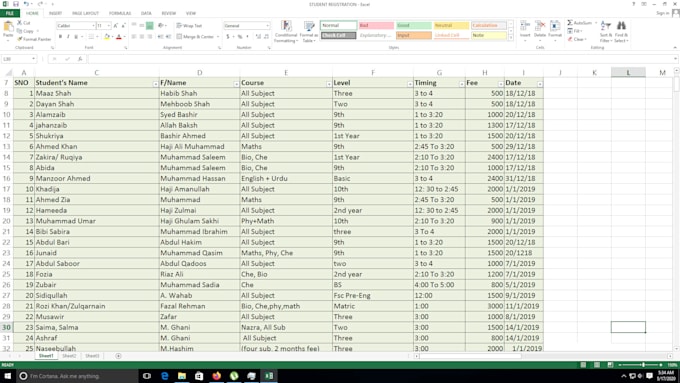 do excel entries, excel data entry, excel lists sorting