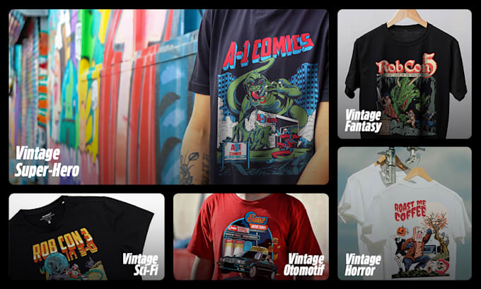 design a vintage retro t shirt with a custom illustration