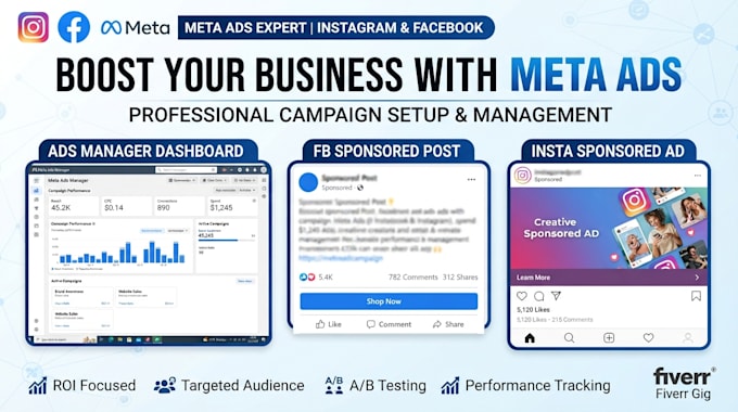 be your facebook and instagram ad campaigns, marketing, and meta ads manager