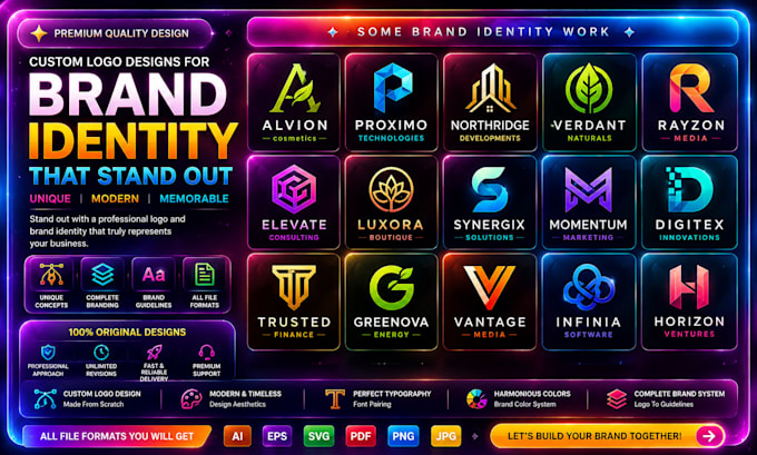do modern brand identity logo design with brand guidelines