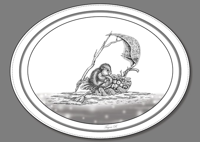 draw any unique illustration in a marine style by hand