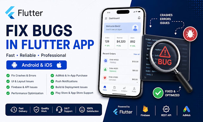 fix bugs in your flutter android and ios app