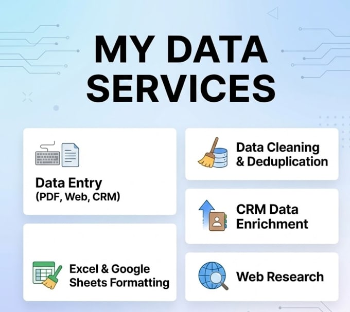 do professional data entry, data cleaning, data collection as a CRM data expert