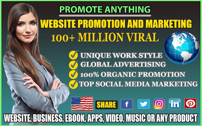 promote and market your website, shopify, ebay, etsy, amazon or any link