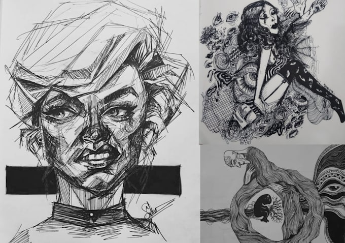 draw original dark and detailed tattoo artwork