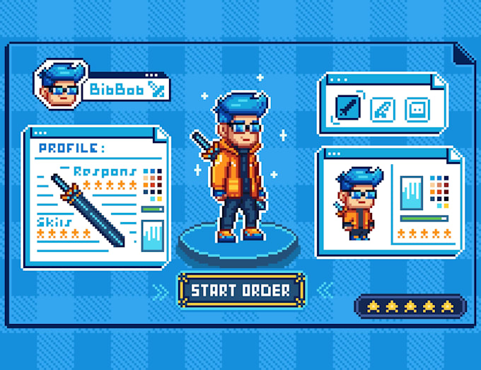 make pixel art and 8 bit character for your game project