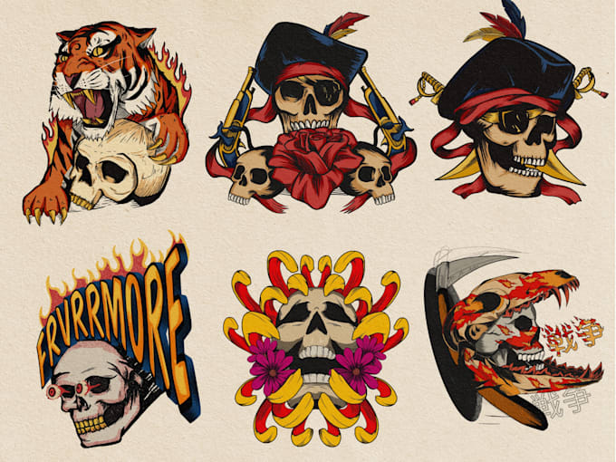 draw a cool skull illustration
