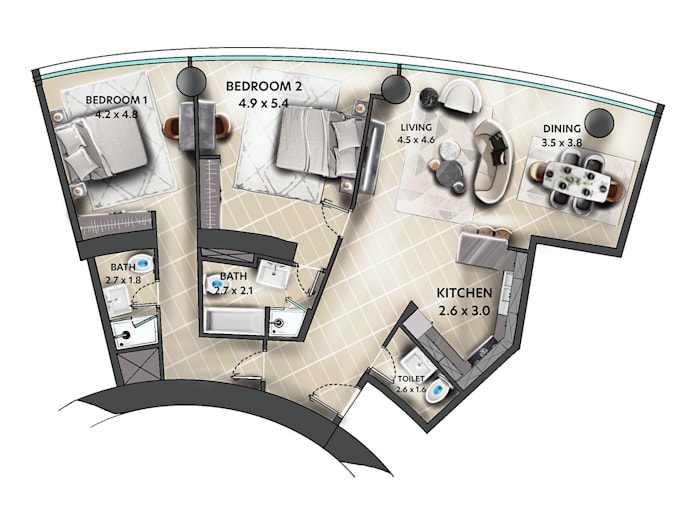 sketch the floor plan in procreate