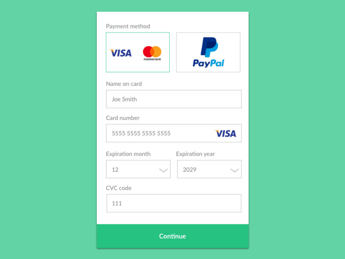 Payment form. Popup form Design. Payment form Design.