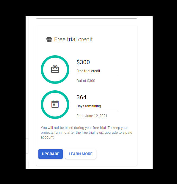 create a google cloud account with 300 balance