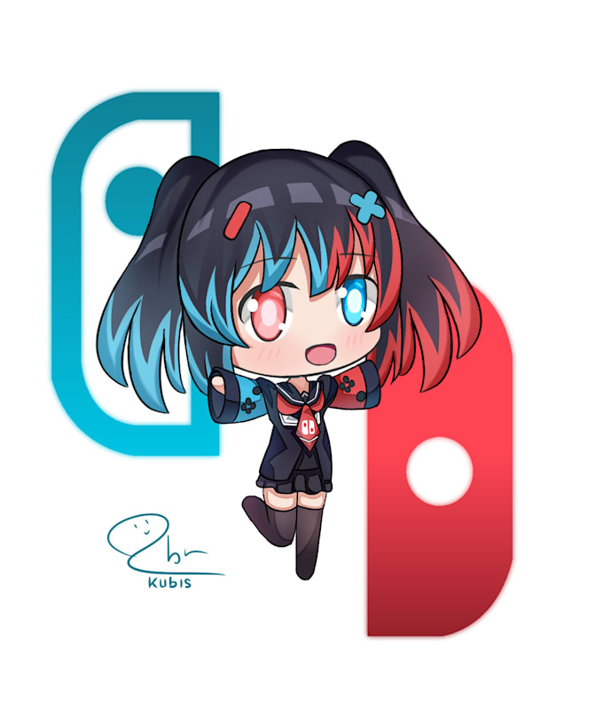 create cute anime style chibi art for keychain or sticker