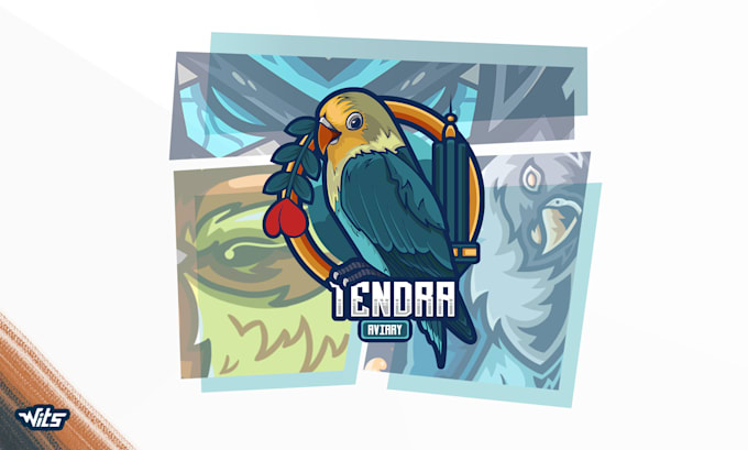 create handrawn logo or illustration of variety bird