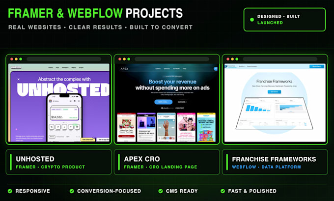 do framer website design, webflow website, figma to webflow, framer developer