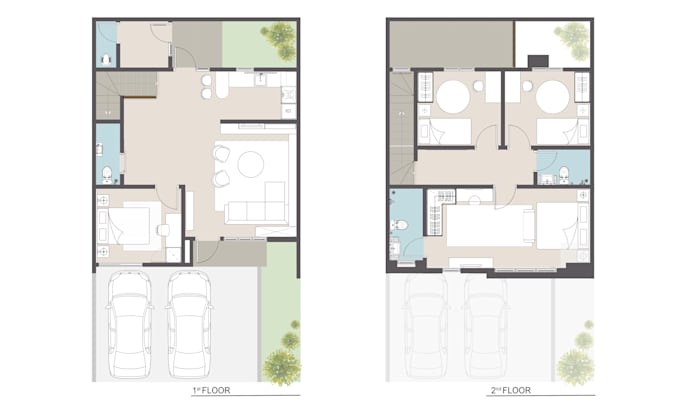 render 2d architectural floor plan visualization in photoshop