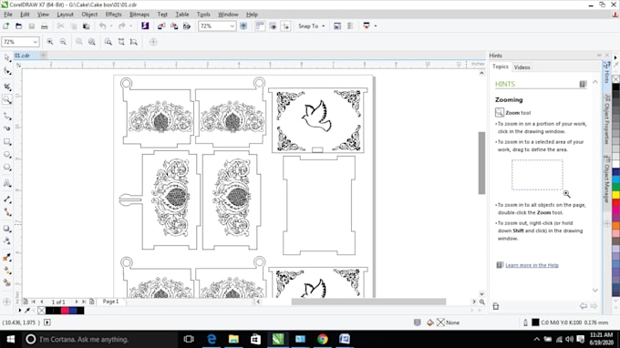 design dxf files for laser or plasma cut and  wooden cake box