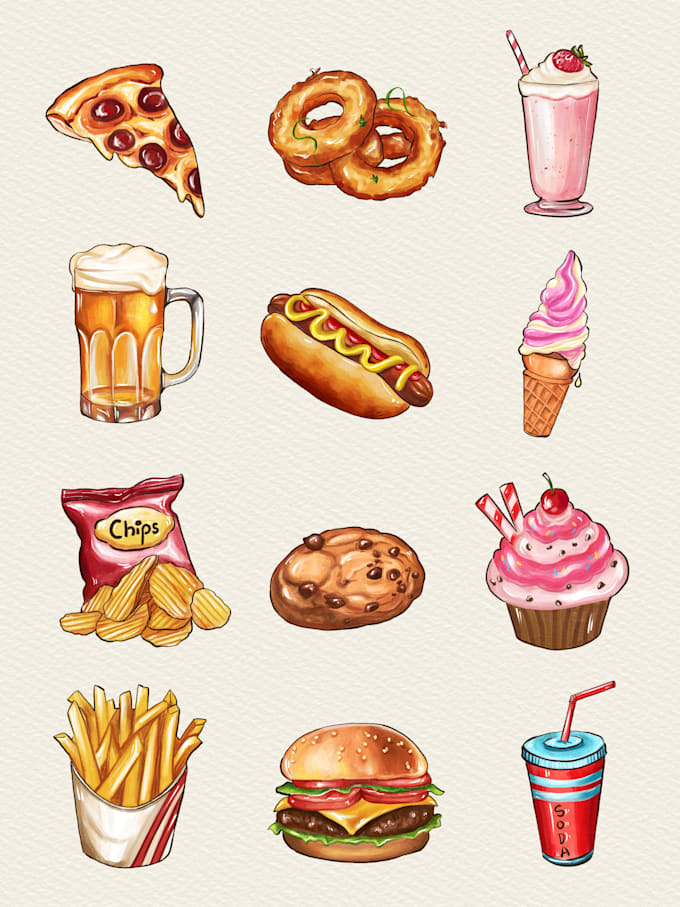draw any food illustration