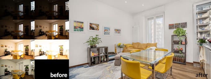 do real estate photo editing for flambient, hdr and  single exposure