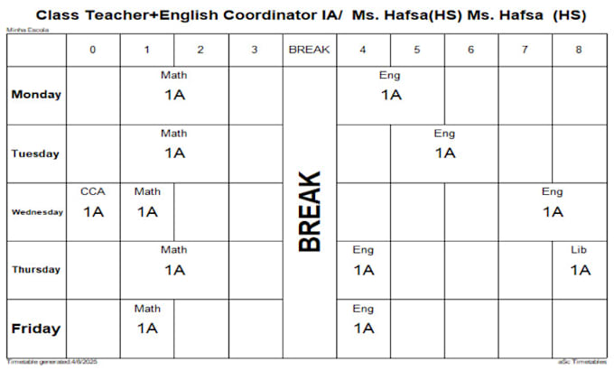 create customized timetables for school, college and university in asc or excel