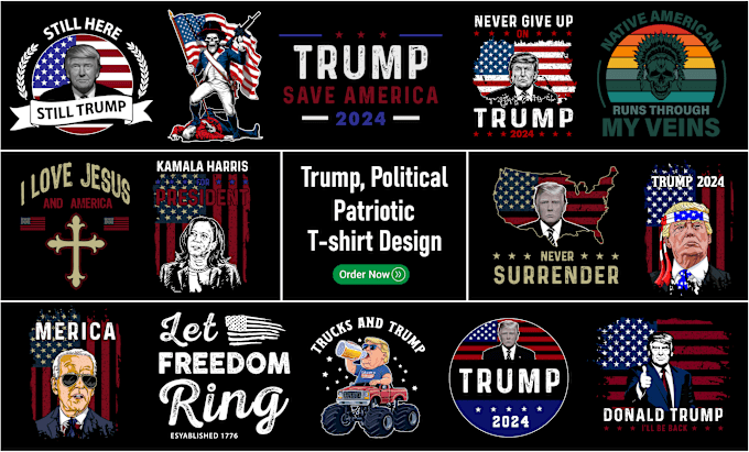 create trump,patriotic and flag tshirt design