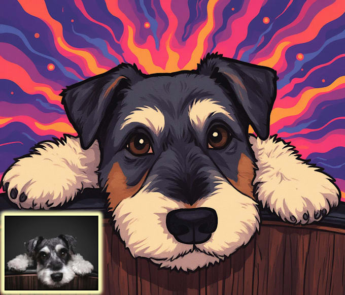 draw a custom dog cat pet animal portrait vector illustration