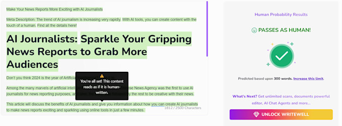 refine ai generated content into high quality human written articles