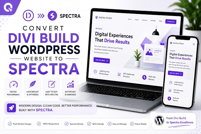 convert divi wordpress website to spectra