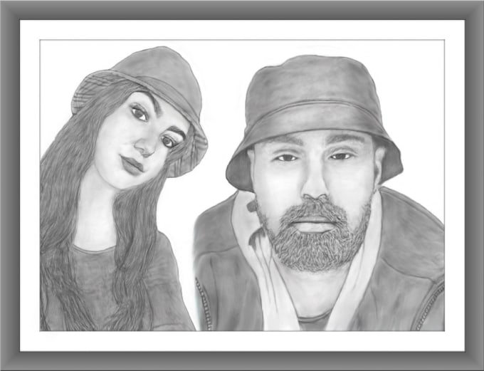 Do a perfect couple drawing in pencil with extreme detailing by  Falgunic2935 | Fiverr